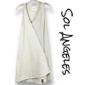 Sol Angeles Asymmetric Gray Stripe Sleeveless Dress Womens Size Small